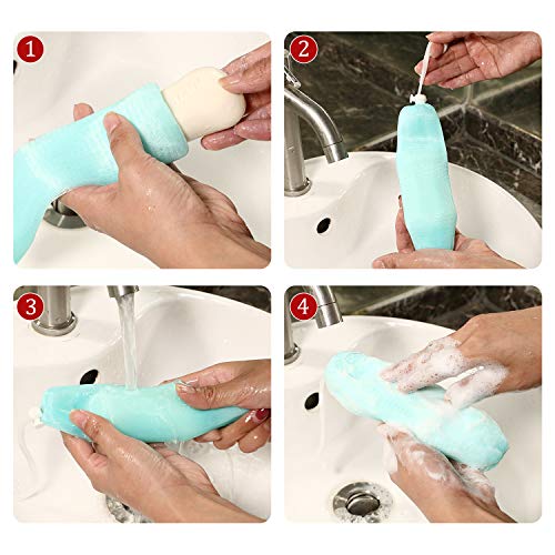 Boao Mesh Soap Bar Loofah Exfoliating Mesh Soap Saver Bag Pouch Bubble Foam Net for Body Facial Shower Cleaning Tool(10 Pieces)