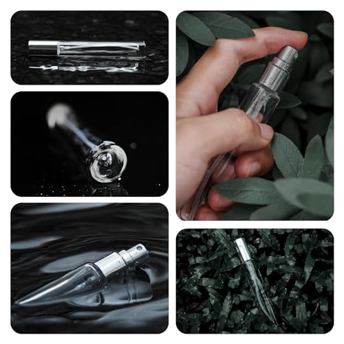 Travel Perfume Bottle Refillable, 16pcs 10ML Mini Glass Perfume Containers with Funnel and Label, Empty Portable Leak-proof Fragrance Bottles Spray Atomizer Pump Bottle Kit for Toiletries