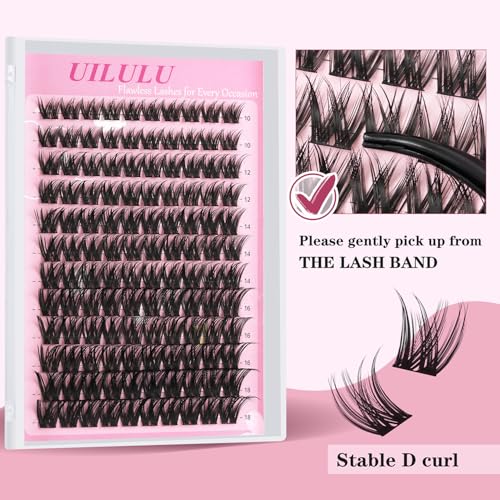 Wispy Lash Clusters Kit 10-18mm Mix D Curl Eye Lashes Wispy Lash Cluster False Eyelash Clusters DIY Lash Extension Kit with Lash Bond & Seal, Lash Glue Remover, Lash Tweezers(U13 Lash Kit)