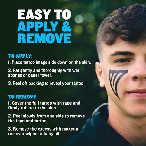 Sports Eye Black Temporary Tattoos (Phoenix - 24 Pack) Made in The USA No Grease, No Mess, Fast Application Eye Black Accessories for Football, Baseball, Softball, Lacrosse & More