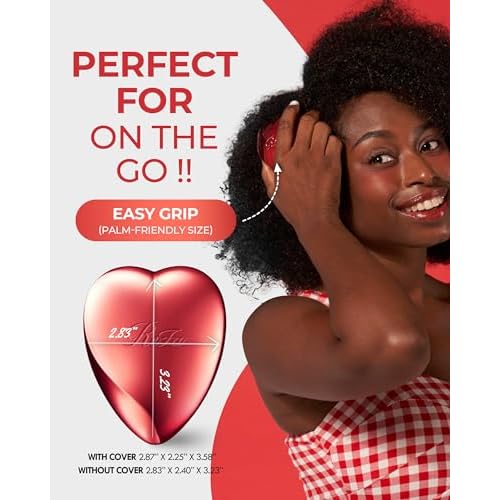 ReFa Heart Brush SHINE RED | Heart Shaped Detangler for Thick Hair | No Tangle Travel Brush for Women