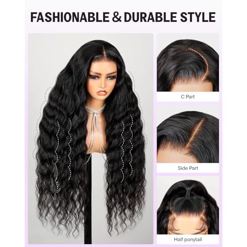Glueless Wigs Human Hair Pre Plucked Pre Cut Loose Deep Wave Lace Front Wigs Human Hair 6x5 Closure Wig Wear and Go Glueless Loose Curly Wig for Women (200% Density,20 Inch)