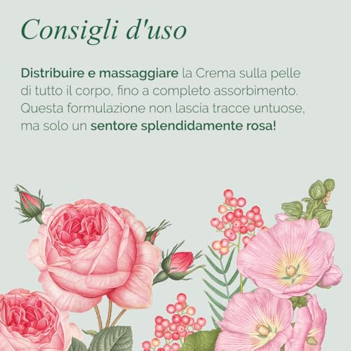 L'Erbolario Body Cream - Moisturizing Body Butter for Dry Skin - Prevents Skin Aging - Firming Skin Care with Floral and Spicy Scent - 3 Rosa - 6.7 oz