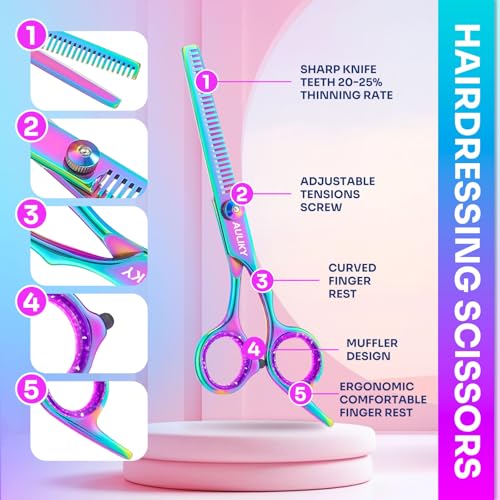 Hair Cutting Scissors Shears Kit, 6.7¡± Barber Scissors,Professional Haircut Kit,Stainless Steel Hairdressing Thinning Scissors Shears for Barber,Salon,Women,Home,Men