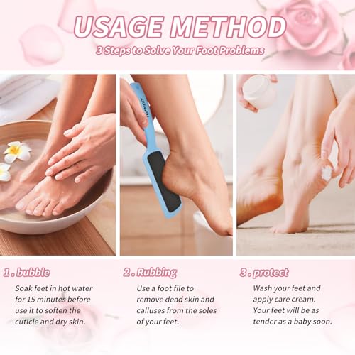 Foot File for Dead Skin - Dual Sided Foot Rasp Callus Removers, Professional Pedicure Tool for Soft, Smooth Feet (Blue)
