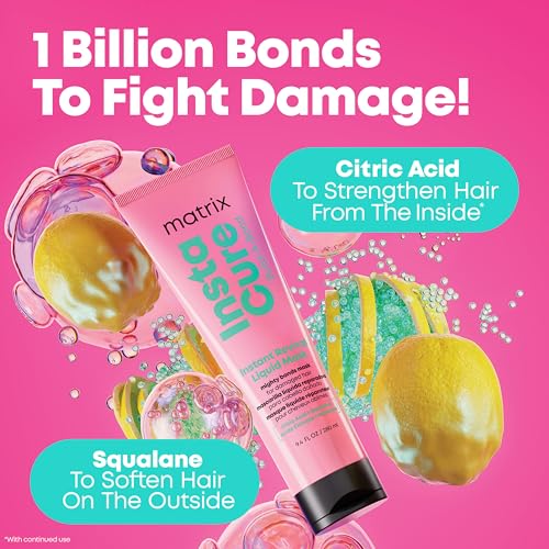 Matrix Instacure Build-A-Bond Instant Revival Liquid Mask - Strengthening Hair Repair For Very Damaged Hair, Citric Acid & Squalane, Softens & Smooths, Vegan & Sulfate-Free