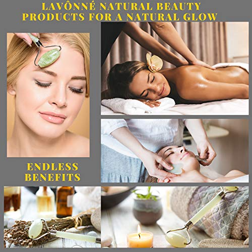 100% Authentic Amethyst Jade Roller and Gua Sha Set for face I Micro Needle I Facial Tools I Purple Guasha I Premium Quality I Mother's Day Gift. (4 PCS, Purple)