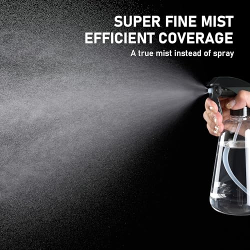Spray Bottle 2 Pack, 16oz - Ultra Fine Mist, Plant Mister Hair Misting Empty Spray Bottles Indoor, Leak Proof Water Sprayer for Planting, Hair Care, Essential Oils, Cleaning Solutions (Clear)