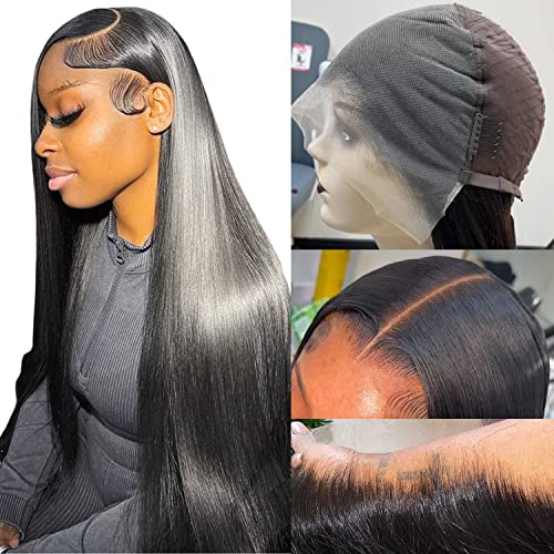 Lemoda 13x6 Full Lace Frontal Wigs Human Hair 200% density Straight Wig HD Transparent 13x6 Lace front Wigs Human Hair for Black Women Pre Plucked with baby hair Natural Color 18 inch