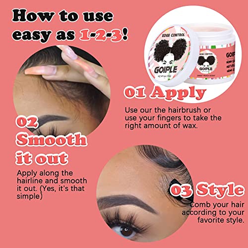 Edge Control Wax for Women Strong Hold Non-greasy Edge Control Smoother Edge Wax, Edge Wax Styling Gel Edge Control for Black Hair No Flaking, White Residue, Shine and Smooth (edge control-6pcs)