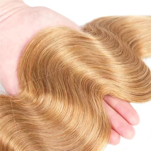 #27 Honey Blonde Bundles Human Hair Body Wave Bundles 34 34 34 Inch Unprocessed Brazilian Virgin Remy Hair 3 Bundle Blonde Body Wave Human Hair Extensions for Women 50 Gram Per Bundle
