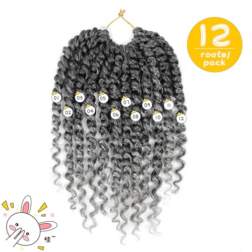 Fulcrum Passion Twist Hair 8 Inch, 8 Packs Passion Twist Crochet Hair for Black Women, Prelooped Crochet Twist Hair with Curly Ends (8Inch, Tgray#)