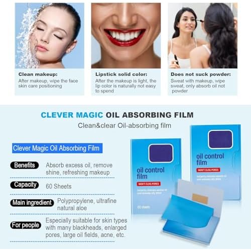 2 Packs Oil Blotting Papers for Face (120 Sheets) - Oil Absorbing Blotting Sheets for Oily Skin, Makeup-Friendly & Portable Oil Wipes