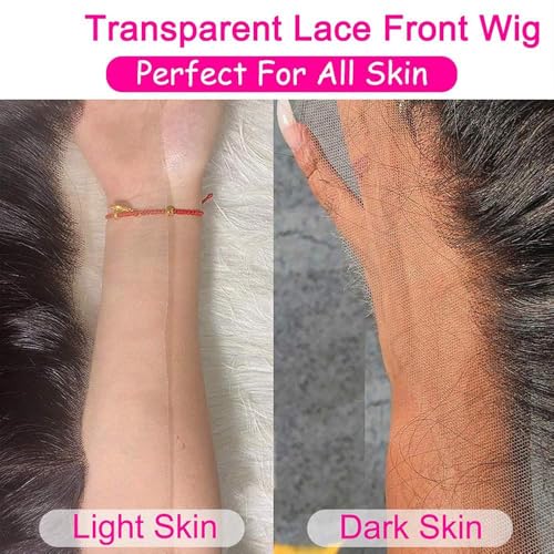 24 Inch Deep Wave Lace Front Wigs Human Hair 200% Density 13x6 HD Transparent Deep Wave Lace Front Wigs for Women Curly Wigs Pre Plucked with Baby Hair Glueless Wigs Natural Color