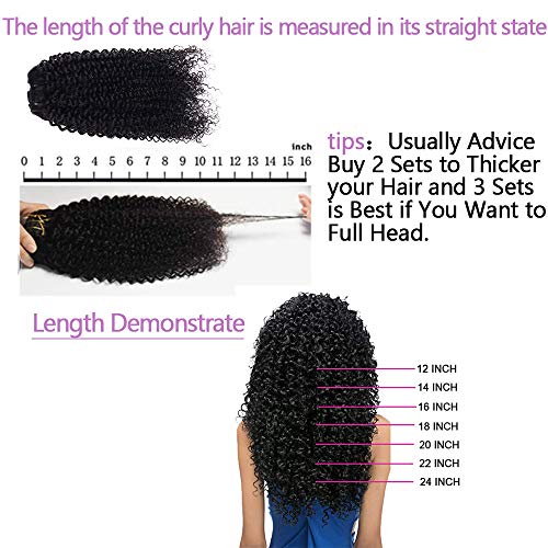 Curly Clip In Extension Human Hair 3C 4A Kinky Curly Clip Ins Full Head for Black Women Brazilian Remy Human Hair Natural Color 8Pcs with18clips 120g/Set (30 inch, curly wave)