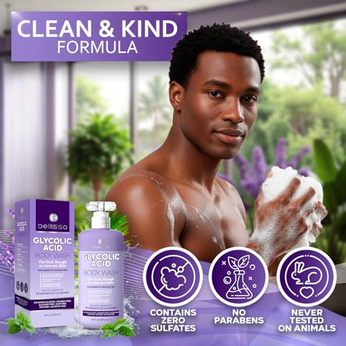 Glycolic Acid Body Wash - Exfoliating AHA Liquid Soap for Rough and Bumpy Skin - Gentle Exfoliant - Bump and Lump Eraser Formula - 16 Fl Oz