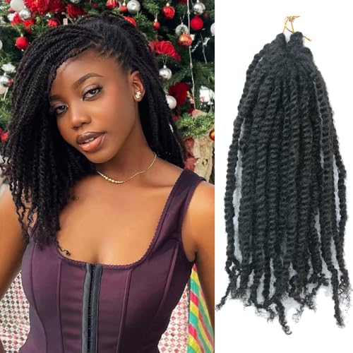 Pre-Twisted Crochet Human Hair Passion Twists With Curly Full Ends Micro Pre-Looped Reusable Mini Twist Braids Crochet Human Hair Extensions 2Packs/50Strands 14Inch