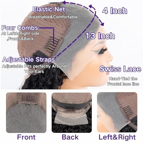 Durya Deep Wave Lace Front Wigs Human Hair Pre Plucked HD Transparent 13x4 Deep Wave Wig Lace Front Wigs for Women Deep Wave Human Hair Wig 220% Density 26 Inch