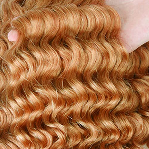 Honey Blonde Bundles Color #27 Deep Wave Human Hiar Bundles 26 28 30 Inch Unprocessed Brazilian Virgin Hair Blonde Human Hair Bundles Honey Blonde Deep Wave Bundles