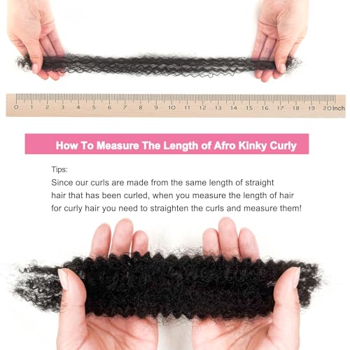Dilekay Afro Kinkys Bulk Human Hair 16 Inch 2 Bundles 100g 100% Human Hair for Mini Twist Braiding Dreadlocks Extensions Locs Repair Afro Kinky Curly Hair Bulk Natural Black