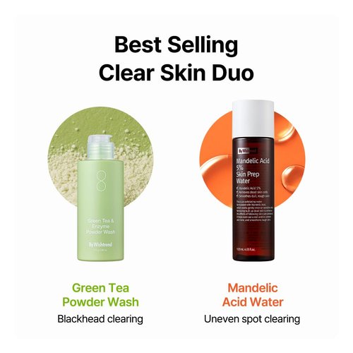 BY WISHTREND Green Tea & Enzyme Powder Wash, Gentle Cleanser for Oily & Sensitive Skin, Removes Impurities, Refine Texture, Deep Face Clean, 3.88 Oz