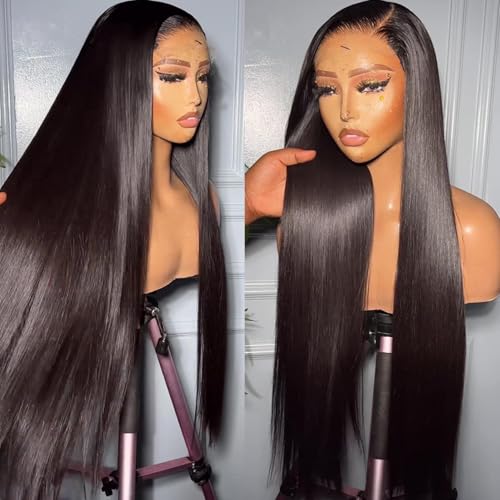 Straight 13x4 HD Lace Front Wigs Human Hair Pre Plucked 12A 180 Density Straight Wigs for Black Women Human Hair Glueless Frontal Wigs Human Hair HD Lace Wig 24 Inch