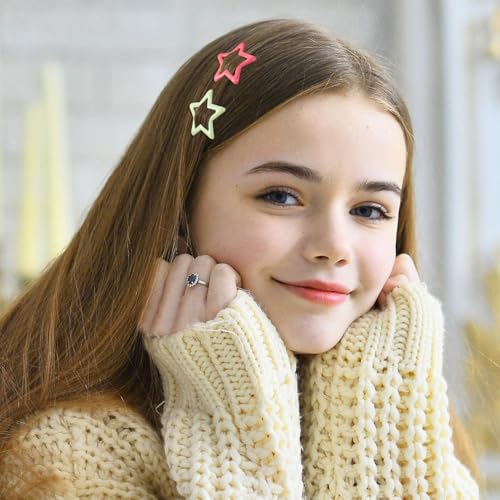 Joez Wonderful 20 Pcs Multicolor Star Hair Clips, 1.18"/3cm Metal Snap Hair Clips, Cute Star Clips Hair Barrettes, Non-Slip Fashion Hair Accessories for Women Girls (10 Colors)