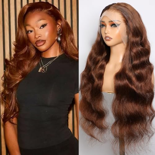 Lemoda Ginger 13x6 Full Lace Frontal Human Hair Wigs 210% Ginger Colored Body Wave 13x6 HD Transparent Lace Front Wigs 20Inch Brazilian Virgin Human Hair Pre Plucked
