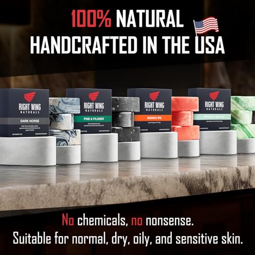 Right Wing Naturals Bar Soap Gift Set for Men | Handcrafted Cold-Pressed | Handmade Organic Soap for Men | Most Popular Flavors | Natural Scented Men¡¯s Bar Soap| Pack of 4 Bars