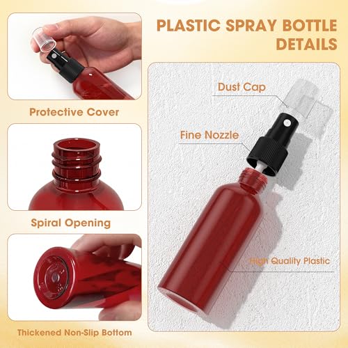 100Pack Small Spray Bottles 1oz, 30ml Travel Spray Bottle with Black Fine Mist Sprayer, Mini Empty Refillable Containers Portable Cosmetic Bottles for Plants, Cleaning, Misting & Skin Care-Red