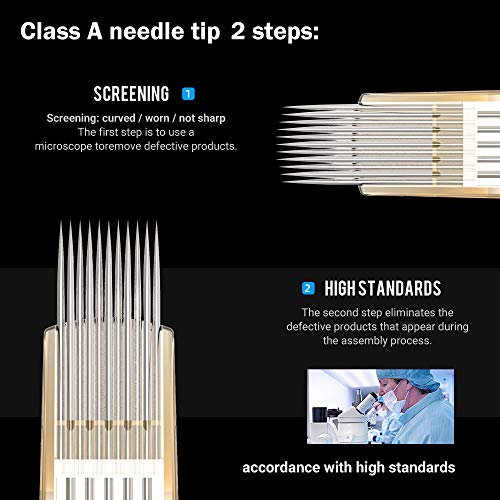 Ambition Premium #12 Standard 7RL Disposable Tattoo Needles Cartridges Supply 7 Round Liner 20Pcs for Professionals and Beginners Tattoo Artists