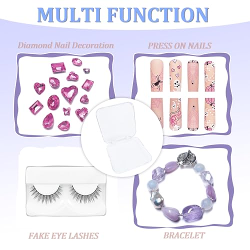 Press on Nail Box,30 Sets Display Case Artificial Nail Display Storage Box with 60 Pcs Adhesive Double Sided Tape Acrylic Nail Box Press On Nail Packaging for Nail Salon