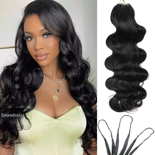 Body Wave Crochet Human Hair Knotless Pre-Separated Braid Virgin Human Hair With String Pre-Looped Reusable Feather Crochet Hair Extensions 18Inch 120g 100Strands