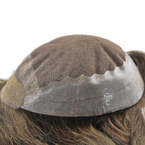 Hair Toupee for Men Dark Brown 2# Swiss Lace Front Undetectable Mens Q6 Human Hair System Replacement