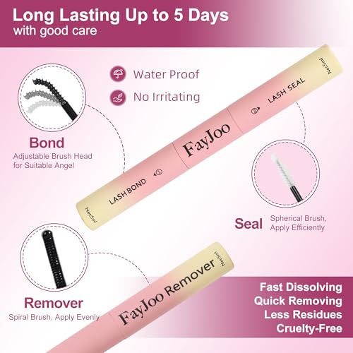 Dramatic Volume Lash Clusters Kit, 0.05mm Thin Band 8-18mm C Curl, DIY Lash Extension with Bond/Seal/Remover/Tweezer, Waterproof Reusable, FayJoo BOLDEE 11 Kit