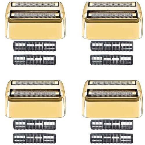 4 Pack Shaver Replacement Foil and Cutters compatible with BaBylissPRO Double FXFS2 Metal shaver foil replacement (Golden-4PCS)