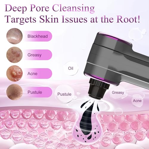 Blackhead Vacuum Removers, Pore Suction Cleaner with Heating, 3 Adjustable Suction Levels & 9 Modes, Comedone Extractor Kit with 5 Heads for Nose & Electric Face Deep Pore Cleansing