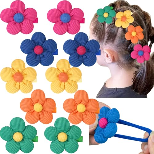 C?LLOT 10PCS Flower Hair Ties,4cm in Diameter Seamless Nylon Bands, Normal Ponytail Holders for Girls,Teens and Women