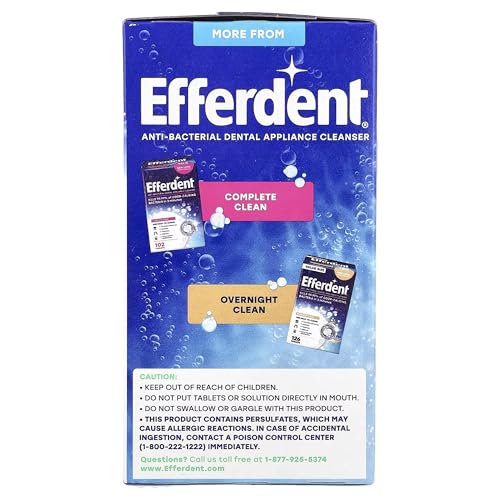 Efferdent Retainer Cleaning Tablets, Denture Cleaning Tablets for Dental Appliances, Minty Fresh & Clean, 90 Count. (Pack of 5)