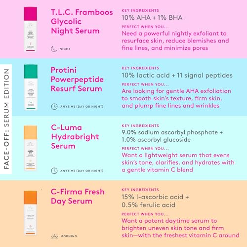 Drunk Elephant T.L.C. Framboos Glycolic Serum - Exfoliating AHA Serum - Clean Clinical Skincare - Cruelty-Free - Dermatologist-Tested - Free of Essential Oils, Silicones, and Fragrance