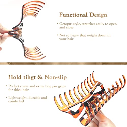 5.5¡± Large Hair Claw Clips, Big Hair Clips Enough to Hold Your Hair, Hair Clips for Women Thick Hair (Shiny-4pcs)