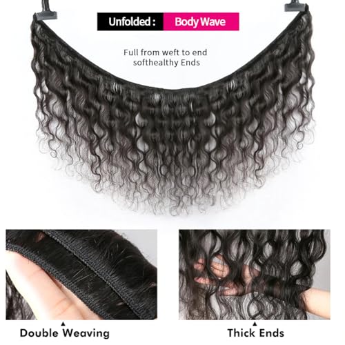 MDL 12A Grade Human Hair Bundles Body Wave Bundles Human Hair 26 28 30 Inch Unprocessed Brazilian Virgin Hair Body Wave 3 Bundles Human Hair Extensions for Black Women Natural Color(26 28 30 Inch)