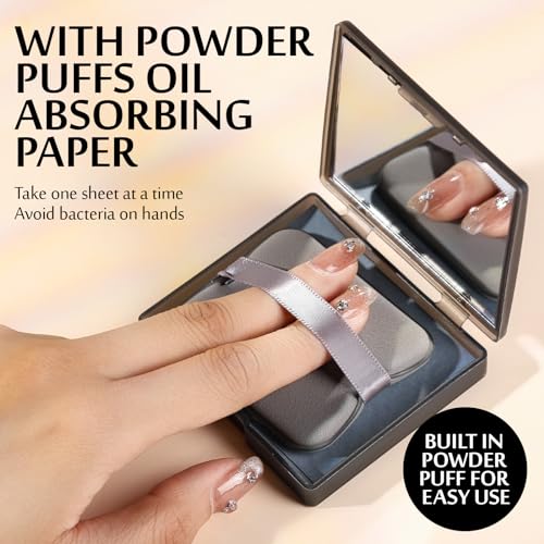 HNYYZL Blotting papers for Face,300pcs Oil blotting sheets,1 Portable box with Mirror & Makeup Puff,Makeup Friendly Oily Skin Shine Blotter,oil face wipes for Home Office School Travel