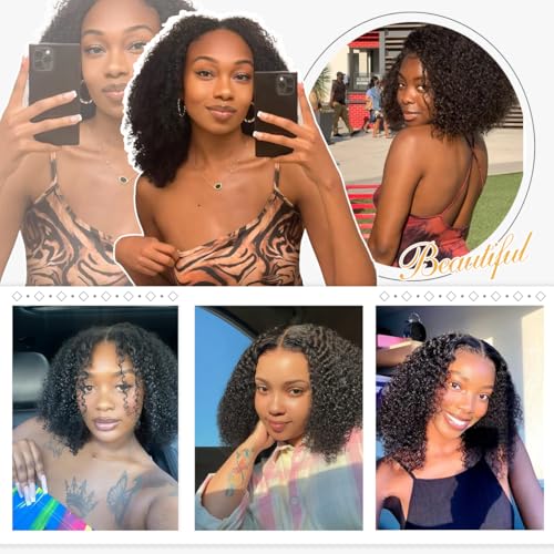 BEAUDIVA Kinkycurly Wig Human Hair 13x6 Lace Front Wigs Human Hair Afro Kinky Curly Wig 20 inch Pre Plucked 180% Density Black Jerry Curly Afro Kinky-Curly Natural Hairline Bouncy Thick Average Size