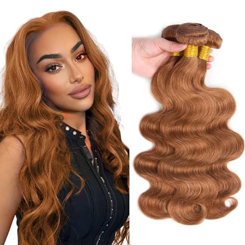 Color 30 Bundles Human Hair Light Brown Body Wave 3 Bundle 24 26 28 inch 8A Brazilian Unprocessed Virgin #30 Brown Human Hair Body Wave Bundles