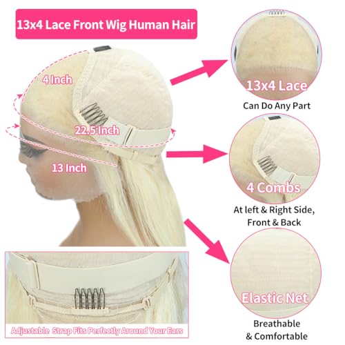 LICHANG 34Inch 613 Lace Front Wig Human Hair 13X4 Blonde Straight HD Transparent Lace Frontal Wigs Human Hair Pre Plucked 200% Density Blonde Glueless Wigs Human Hair