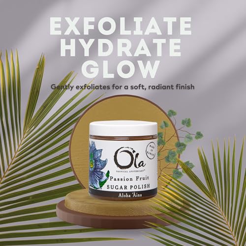 Ola Tropical Apothecary Passion Fruit Sugar Polish with Pure Tropical Oils and Plant Extracts - 11.6 Oz