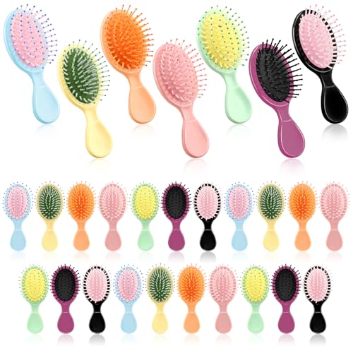 HOFASON 28 Piece Bulk Mini Wet Hair Brush, Women Bridesmaid Gift Toddler Girls Gifts, Women Small Travel Detangling Brushes Set, Teen Girl Party Favors, Stocking Stuffers, Teens Girls Stuff, 7 Colors