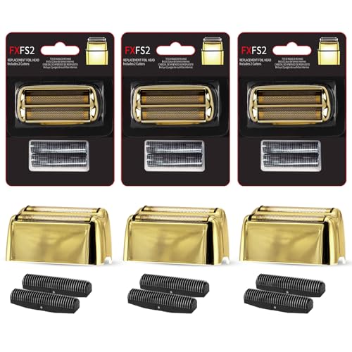 3Pack Golden Pro Replacement Foil and Cutters for Babylis FXFS02 Series MetalFX Double Foil Shavers
