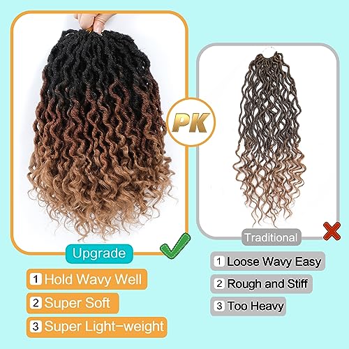 Karida Goddess Locs 12 Inch, Short Faux Locs 8 Packs, Crochet Hair With Curly Ends for Black Women Pre-Looped (12 Inch, Pack of 8, 1B/30/27#)